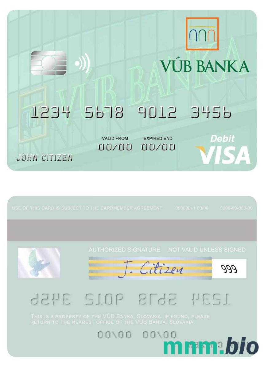 Slovakia VÚB Banka visa debet karta przykład w formacie PSD